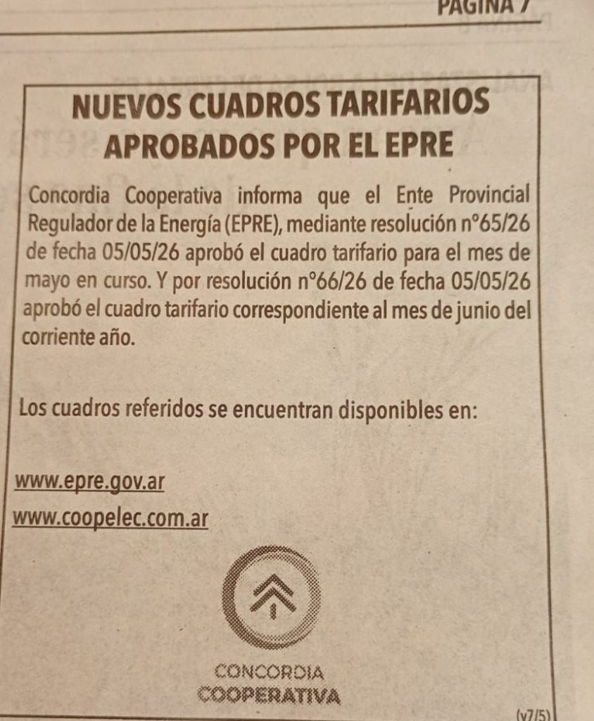coop nuevo cuadro tarifario
