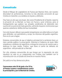comunicado cfk libre legisladores fuerza bs as