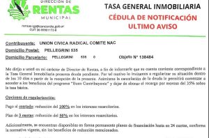 ucr intimación rentas a