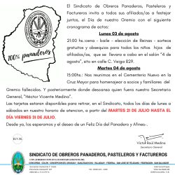 panaderos actividades 4 de agosto 2026